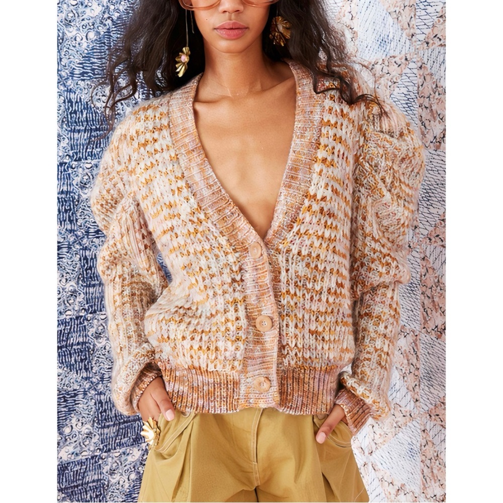 Ulla Johnson Puff-Sleeve Knit Wool-Blend Fiora Cardigan - Picture 1 of 5
